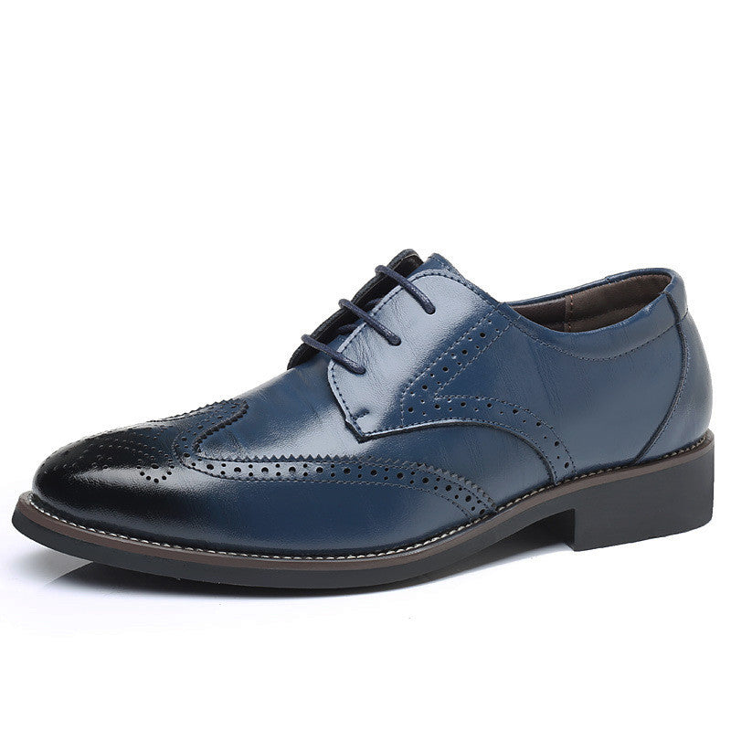 Europese en Amerikaanse Retro Casual Business Brogue Schoenen van PU- Leer met Puntige Neus en Vetersluiting voor Heren