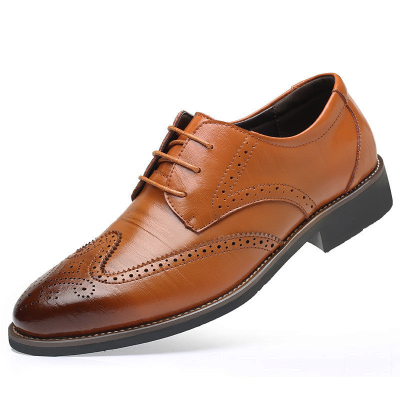 Europese en Amerikaanse Retro Casual Business Brogue Schoenen van PU- Leer met Puntige Neus en Vetersluiting voor Heren