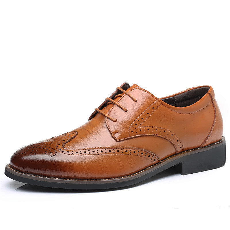 Europese en Amerikaanse Retro Casual Business Brogue Schoenen van PU- Leer met Puntige Neus en Vetersluiting voor Heren