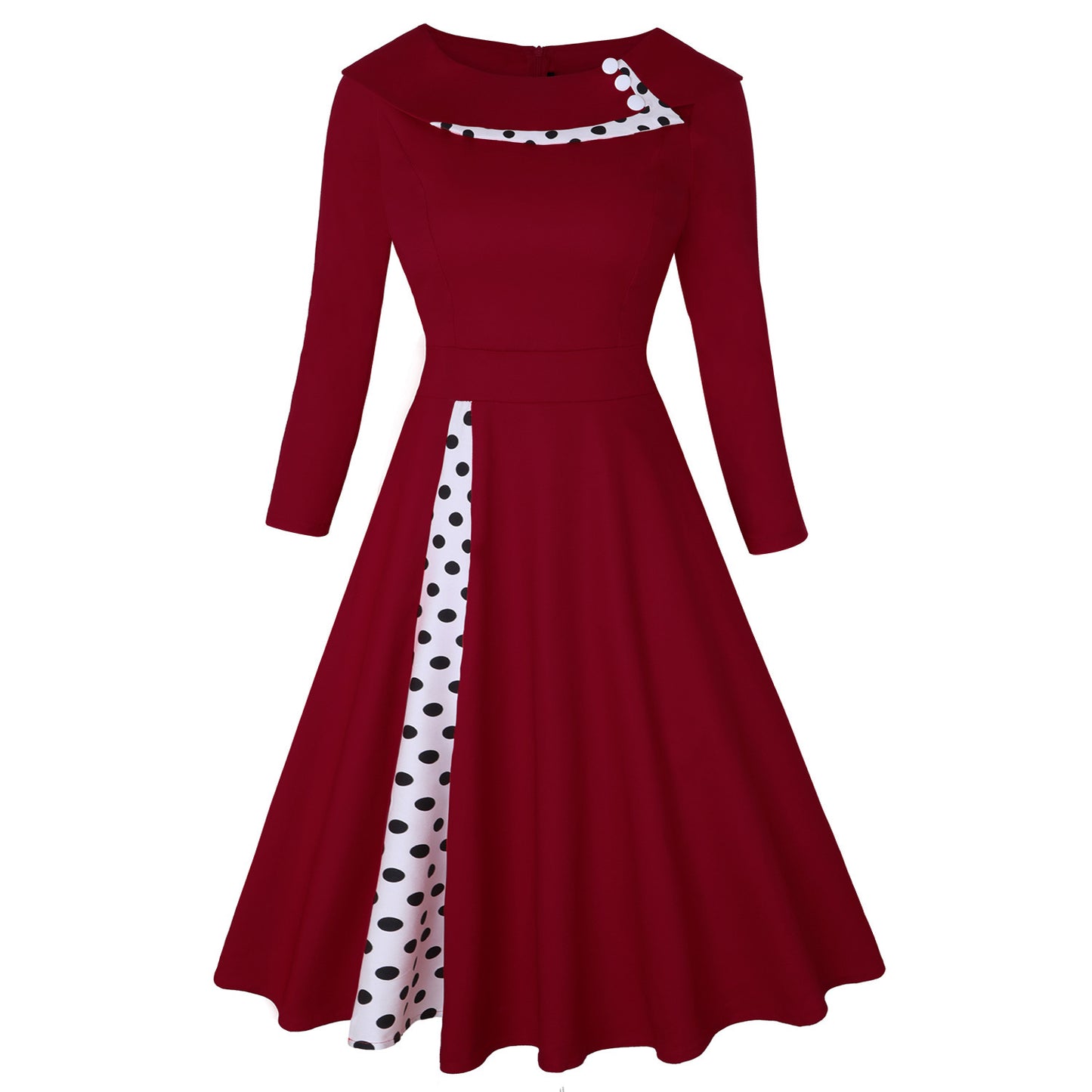 Hepburn Style Elegante Retro Geplooide Swingjurk van de jaren 50 met met Ronde Hals voor Dames & Plus-size