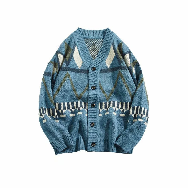 Etnische Stijl Gebreide V-hals Trui-vest van Wol voor Heren