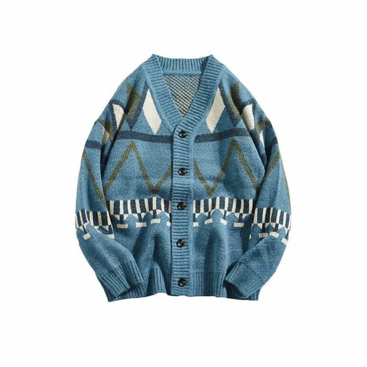 Etnische Stijl Gebreide V-hals Trui-vest van Wol voor Heren