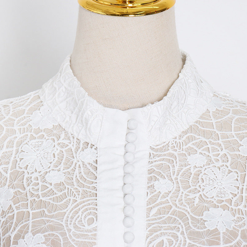 Designer Elegante Jurk met Kant en Pofmouwen voor Dames/ Tieners