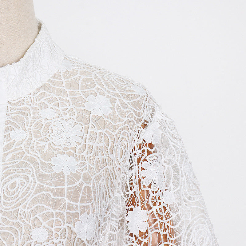 Designer Elegante Jurk met Kant en Pofmouwen voor Dames/ Tieners