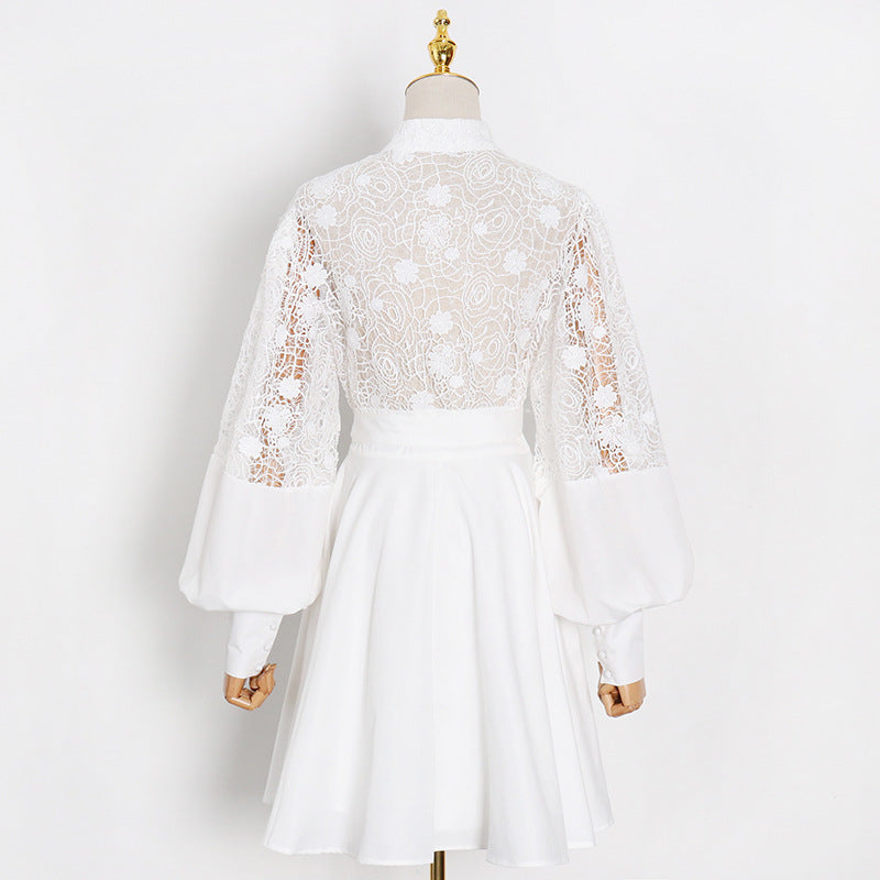 Designer Elegante Jurk met Kant en Pofmouwen voor Dames/ Tieners