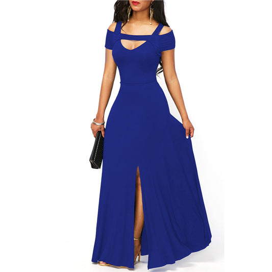 Effen Kleur Slim Fit Elegante Strapless Feestjurk met  V-Hals en Split voor Dames & Plus Size/ Tieners