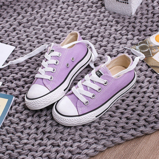 Casual Effen Kleur Low Top  Canvas Lace up Sneakers voor Kids & Teenager