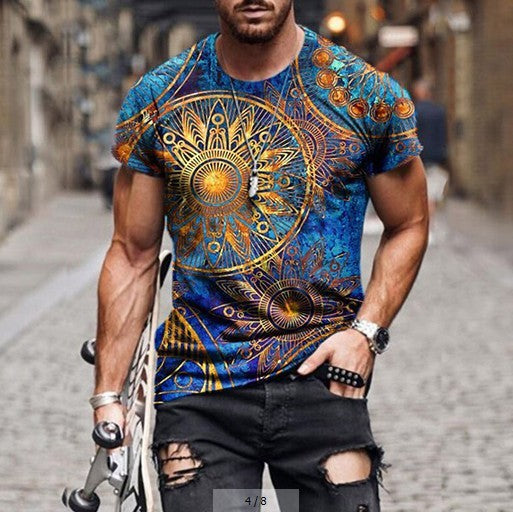 Amerikaans Modieuze Casual Unieke Bedrukte Oversized T-shirt met Korte Mouwen voor Heren & Jongens