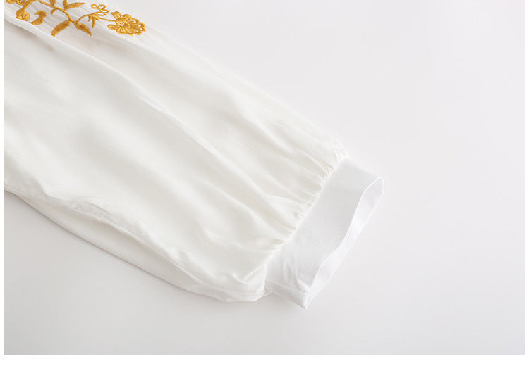 Europese Stijl Geborduurde Bohemian Oversized Midi-jurk met Lange Mouwen voor Dames & Meiden