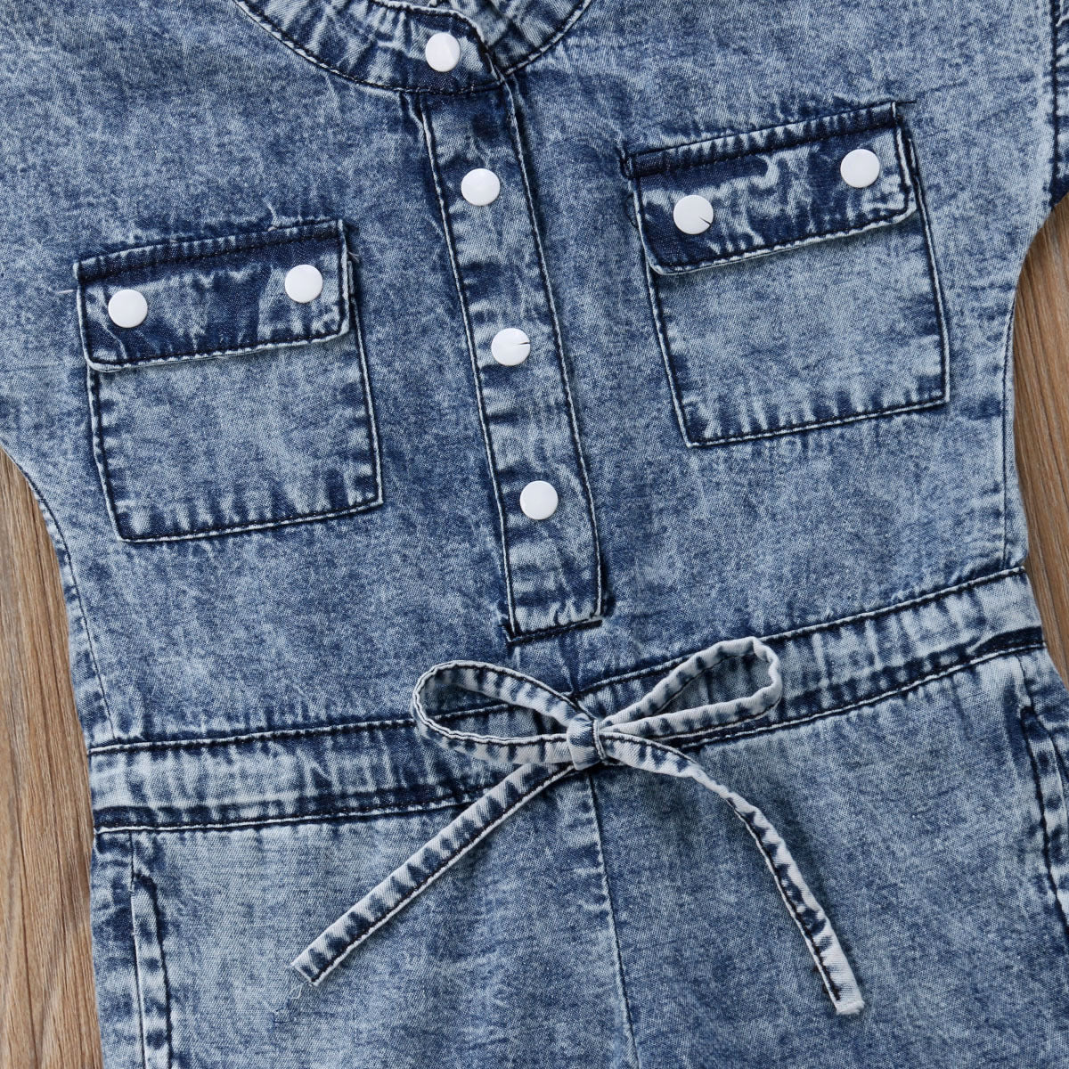 Casual Denim Jumpsuit met Korte Mouwen voor Peuters/ Kinderen
