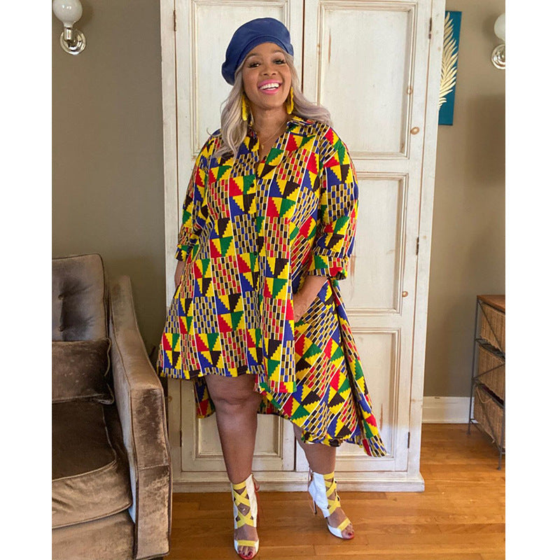 Plus Size Modieuze Dames Jurk in Afrikaanse Stijl