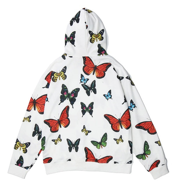 Losse hoodie met vlinderprint