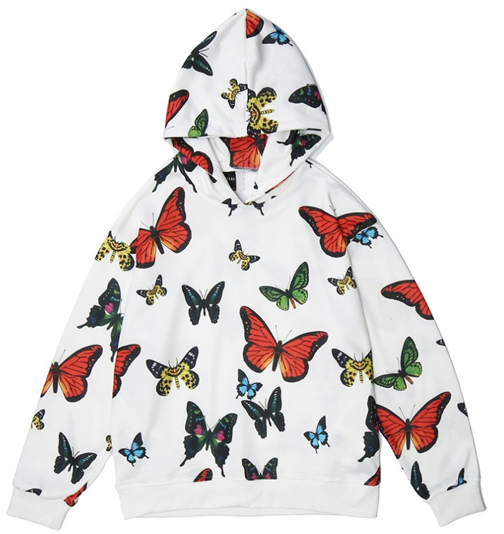 Losse hoodie met vlinderprint