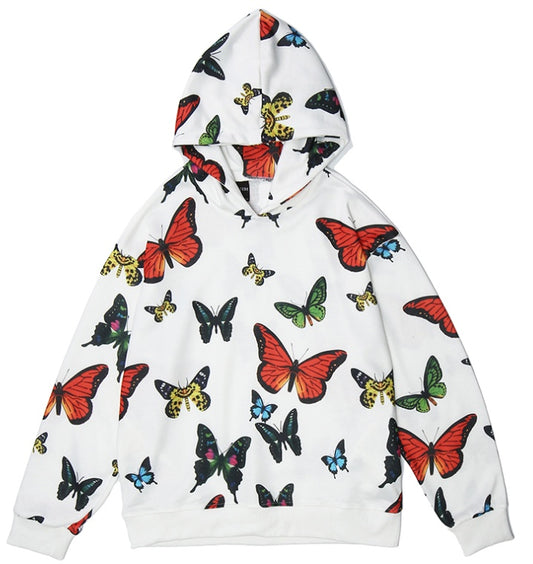 Losse hoodie met vlinderprint