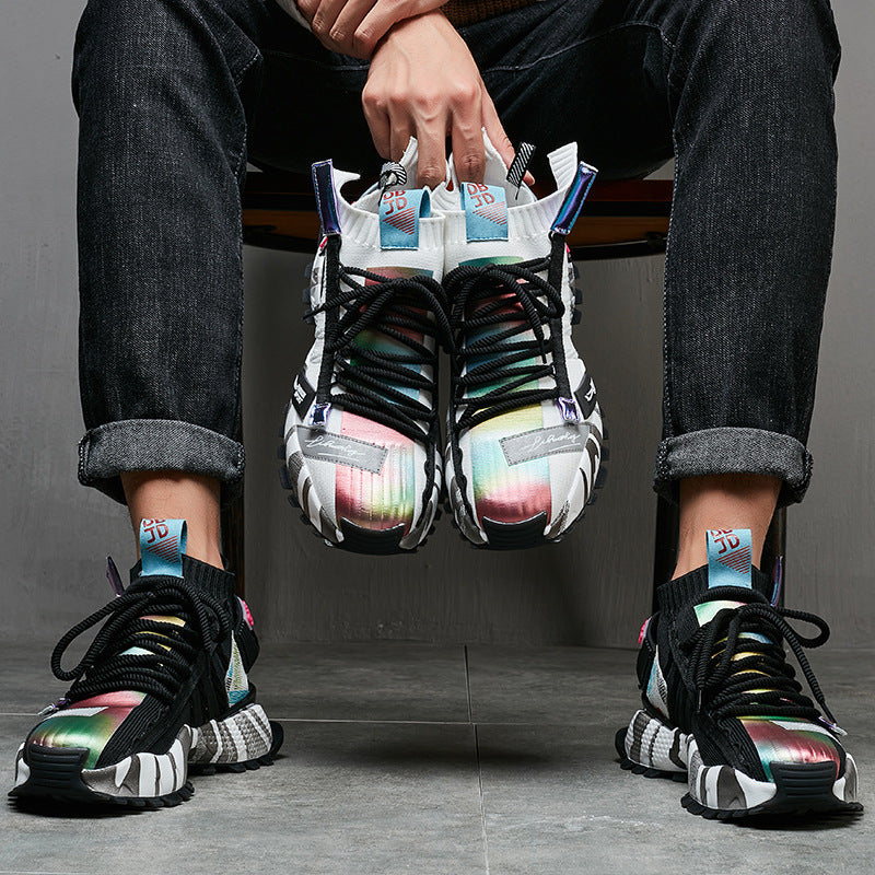 Europese Trendy Casual Kleurrijke Sportsneakers van Mesh met Antislip en Veters voor Heren