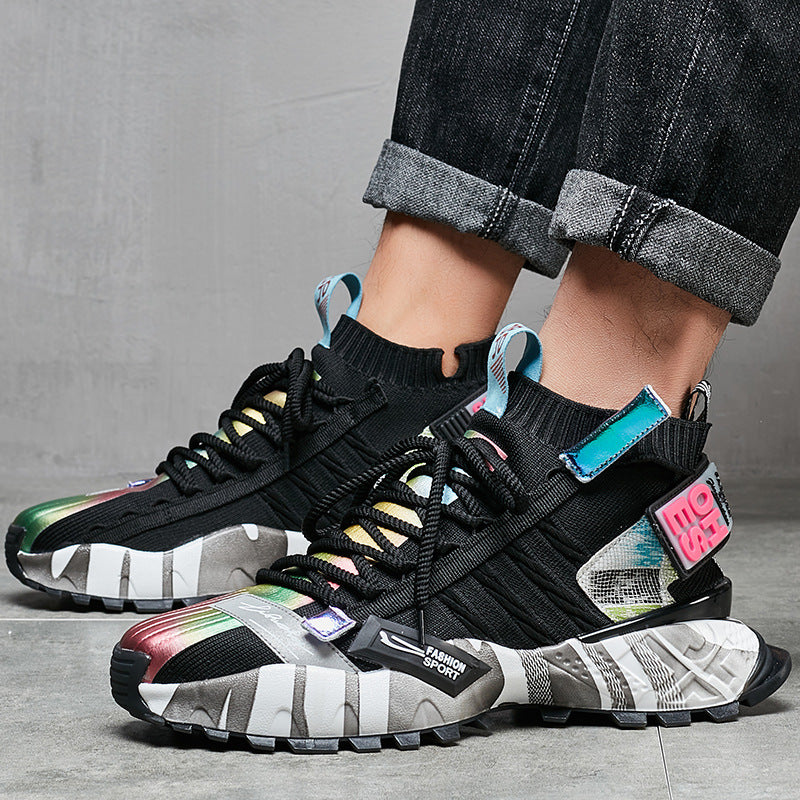 Europese Trendy Casual Kleurrijke Sportsneakers van Mesh met Antislip en Veters voor Heren