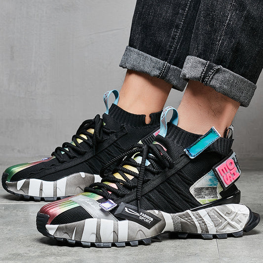 Europese Trendy Casual Kleurrijke Sportsneakers van Mesh met Antislip en Veters voor Heren