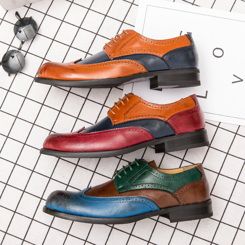 Europese en Amerikaanse Modieuze Feestelijke Brogues Schoenen van Gesneden PU-Leer met Gesloten Vetersluiting en Punt Neus voor Heren