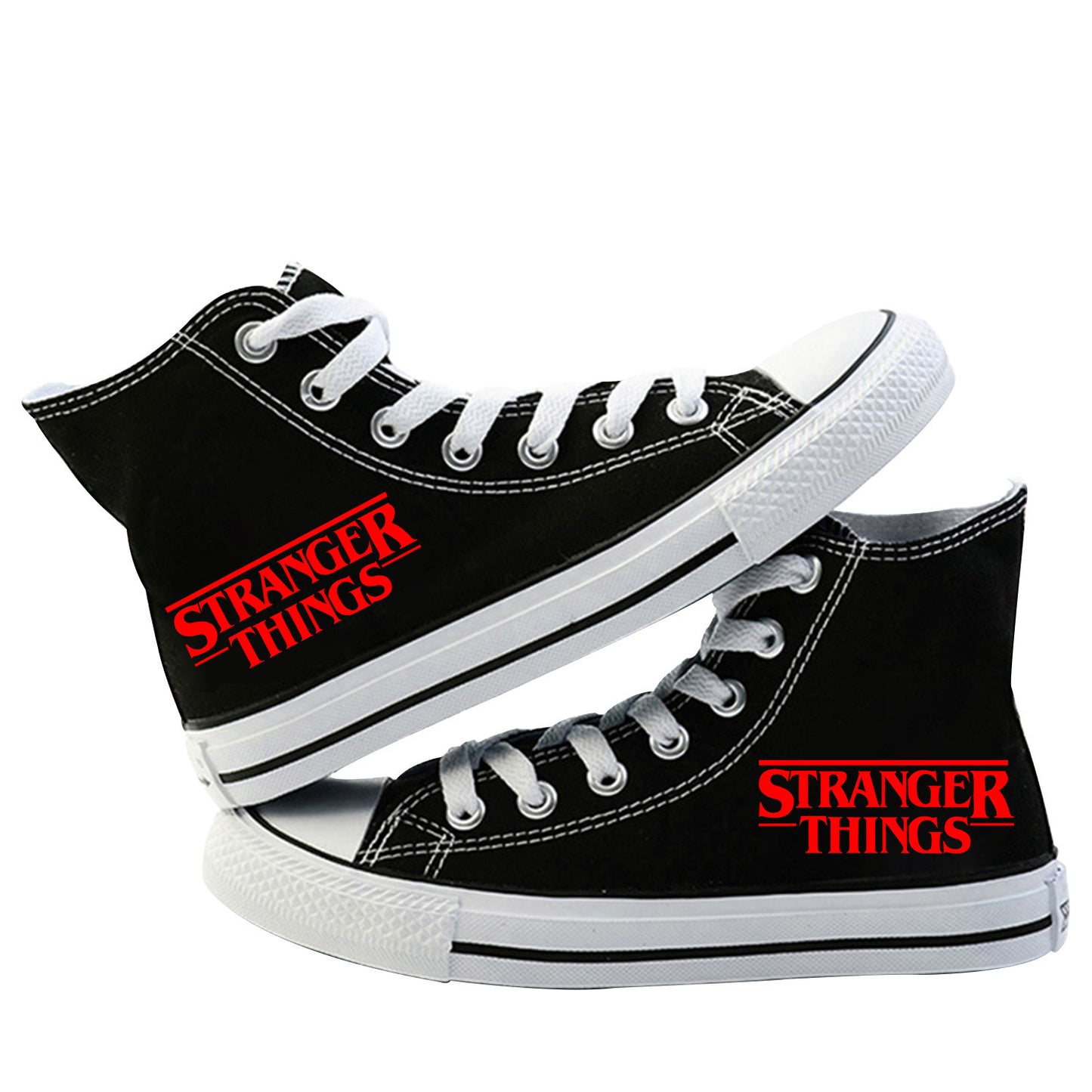 Amerikaanse Trendy Casual Handgeschilderde Stranger Things Converse High-Top schoenen met Ronde Neus en Vetersluiting voor Unisex