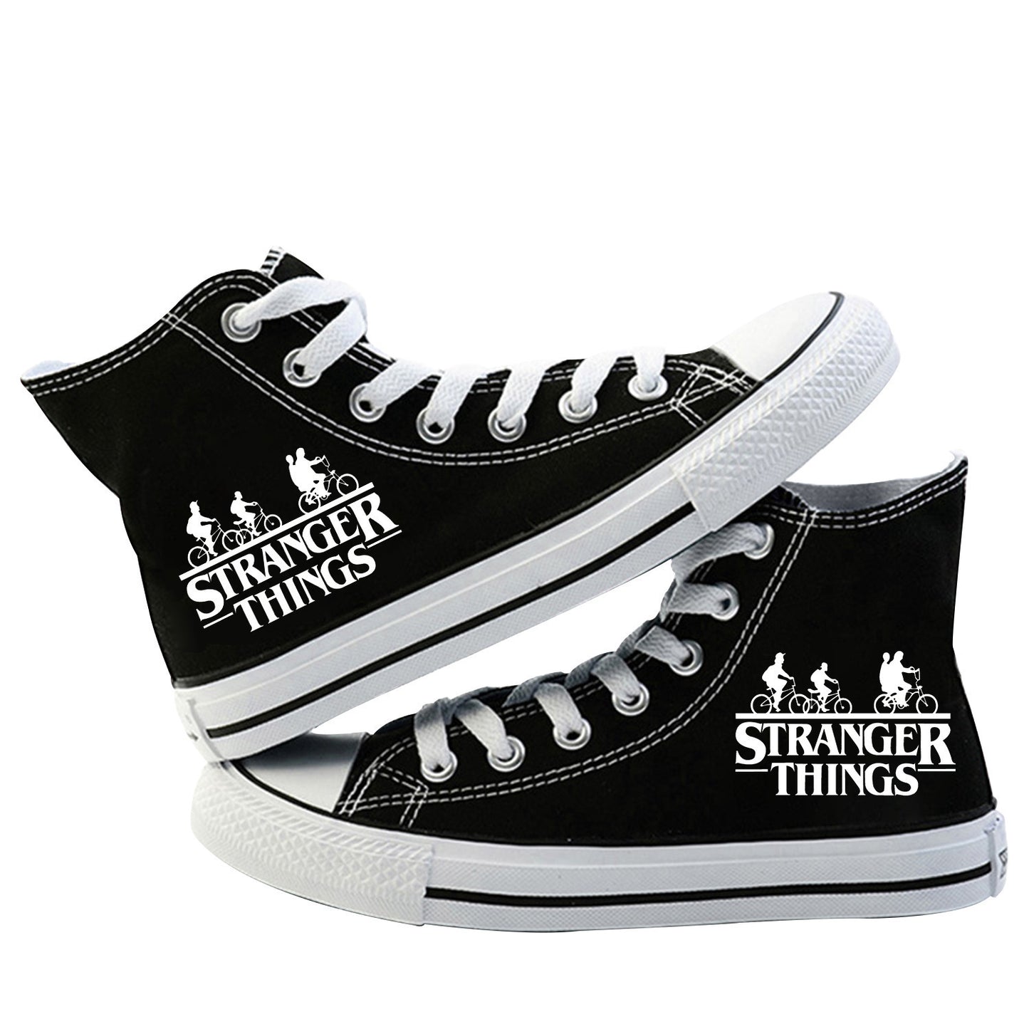 Amerikaanse Trendy Casual Handgeschilderde Stranger Things Converse High-Top schoenen met Ronde Neus en Vetersluiting voor Unisex