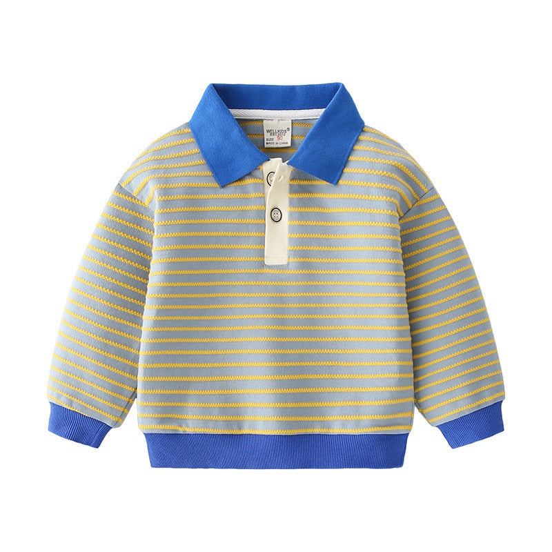 Casual Revers Sweatshirt Twee Gestreepte Kleuren voor Peuters/ Kinderen