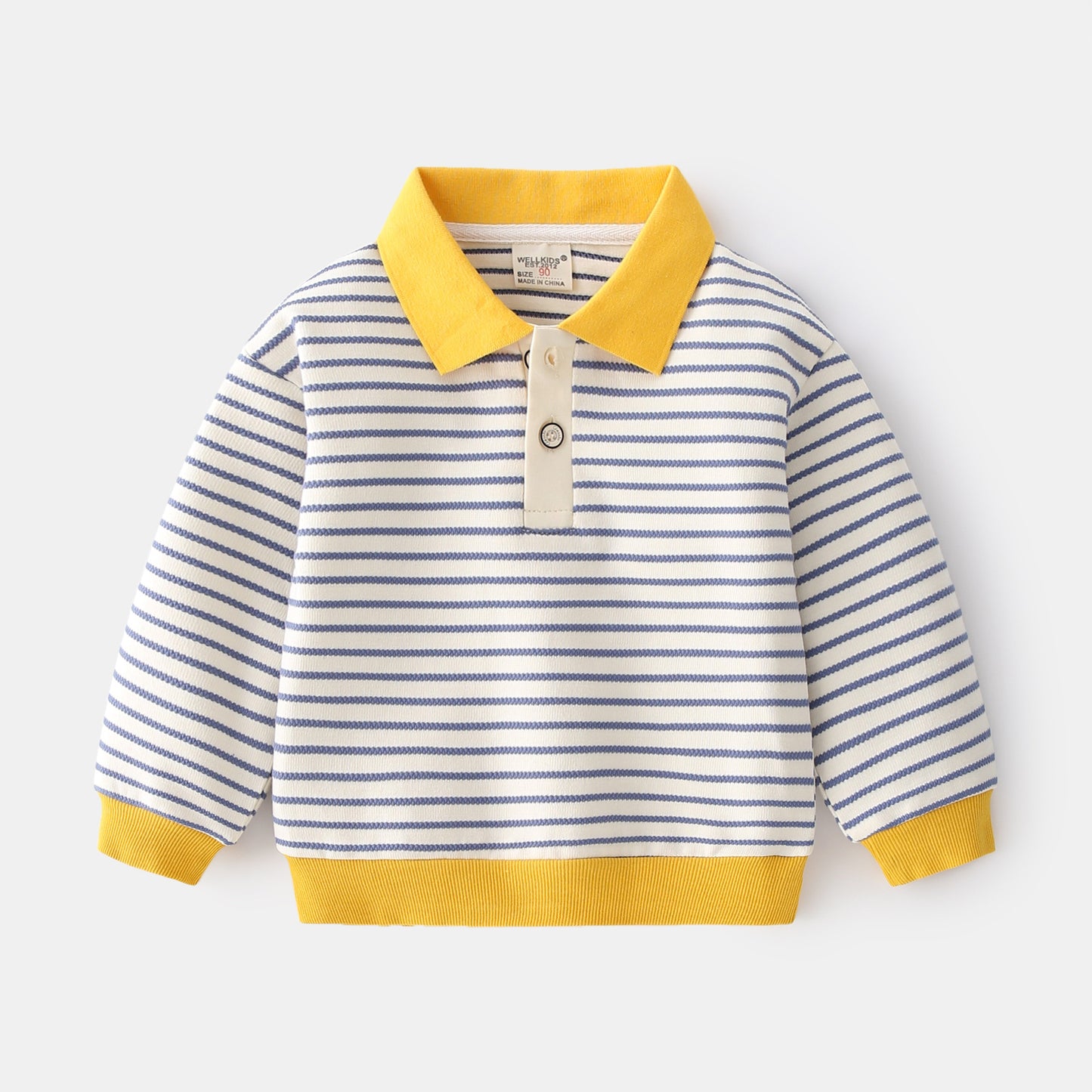 Casual Revers Sweatshirt Twee Gestreepte Kleuren voor Peuters/ Kinderen