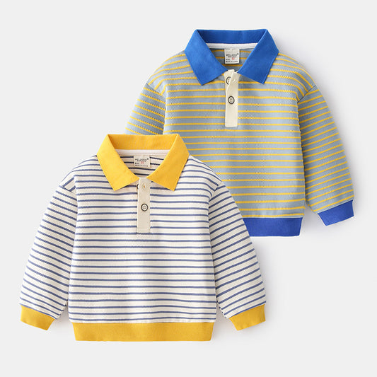 Casual Revers Sweatshirt Twee Gestreepte Kleuren voor Peuters/ Kinderen