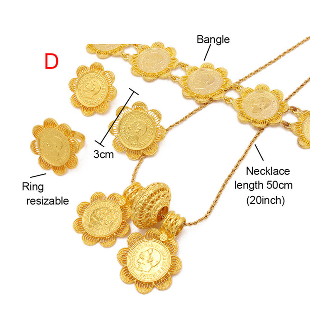 Ethiopische Munten Sieraden-set van 24K Goud voor Bruiloften/Feesten voor Dames