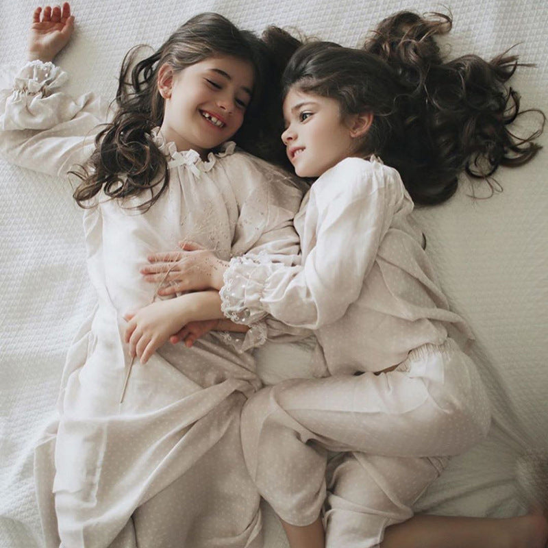 Europees en Amerikaans van Katoen Satijnen-Outfit Set met reactieve print voor meisjes