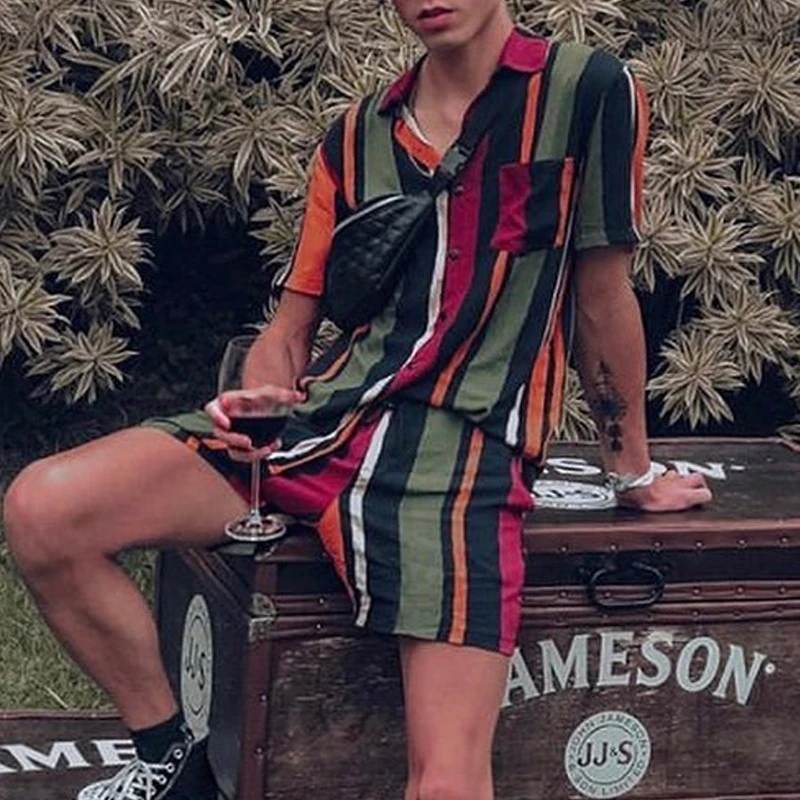 Vintage Hawaiiaanse 2-delige Sets Hawaiiaanse Overhemd & Korte Broek voor Heren &Jongens