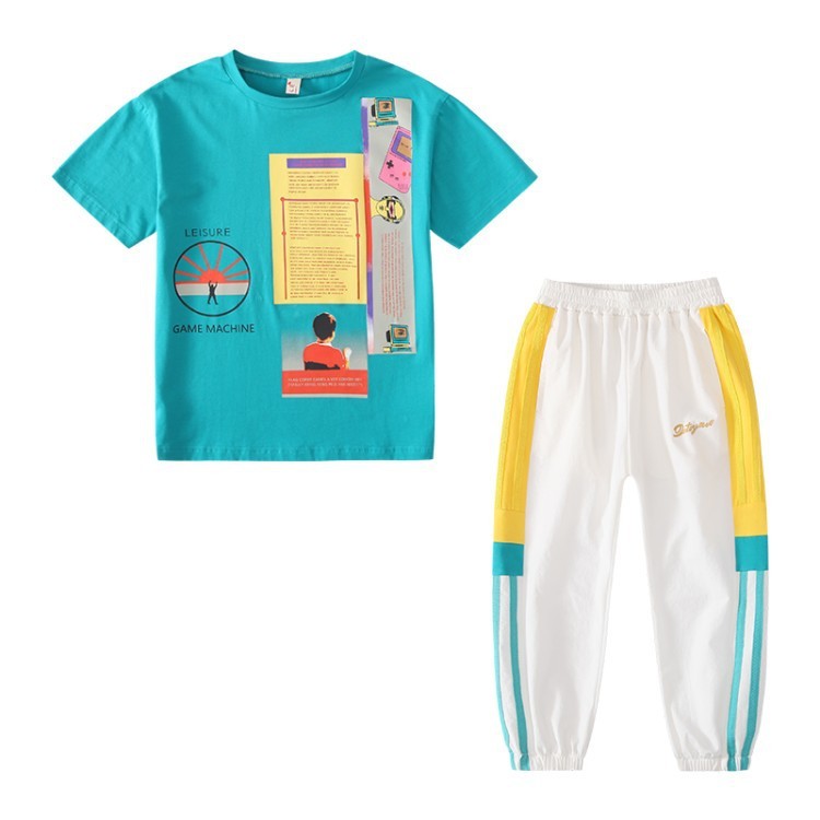 Westerse Stijl 2-delige Set Casual T-shirt met Bedrukking en Korte Mouwen & Casual Broek voor Kinderen/ Tieners