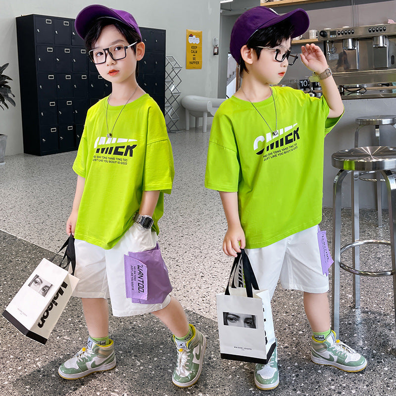 Tweedelige Set T-shirt met korte mouwen en Tekstprint & Shorts met Tekstprint voor Kinderen/ Tieners