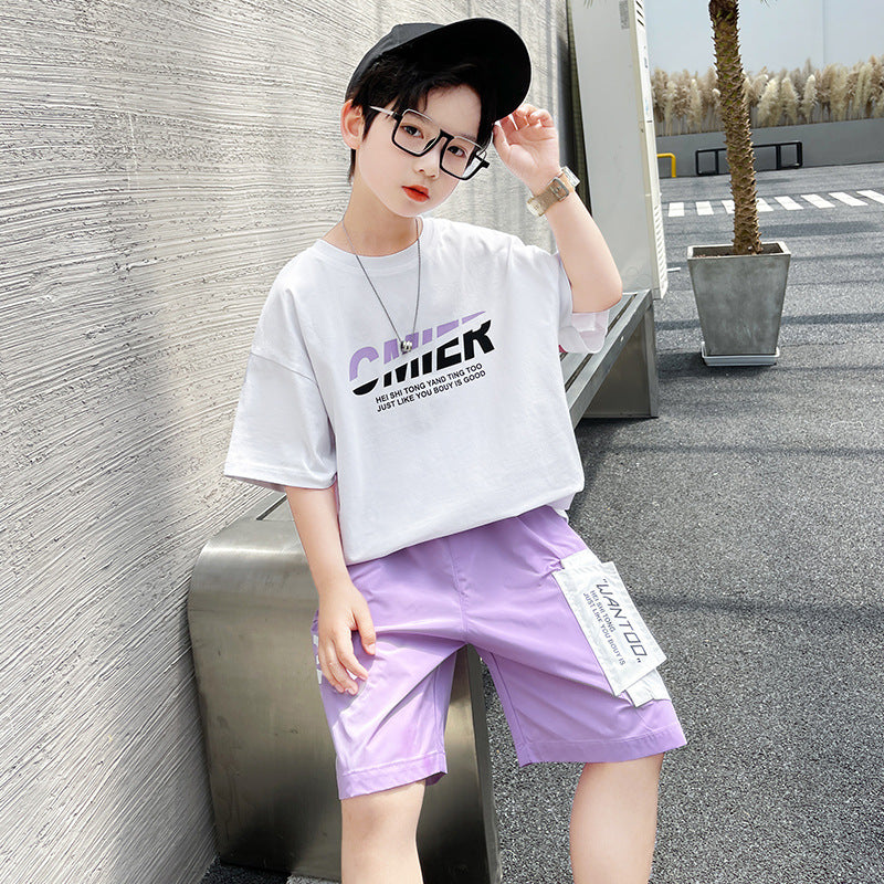 Tweedelige Set T-shirt met korte mouwen en Tekstprint & Shorts met Tekstprint voor Kinderen/ Tieners