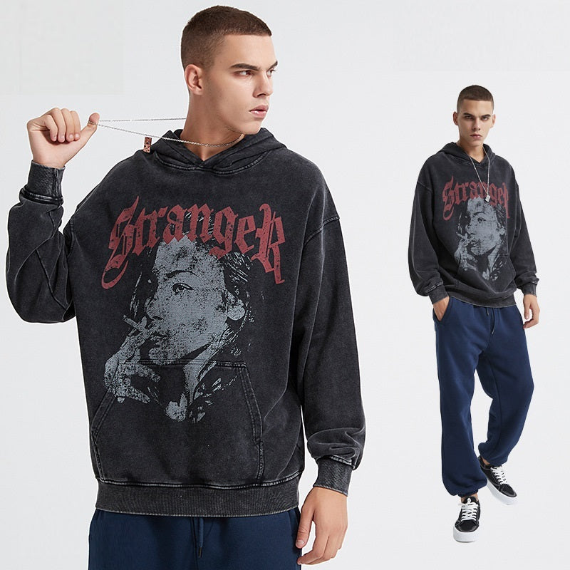 Sneeuwvlok gerafeld katoenen hoodie met print