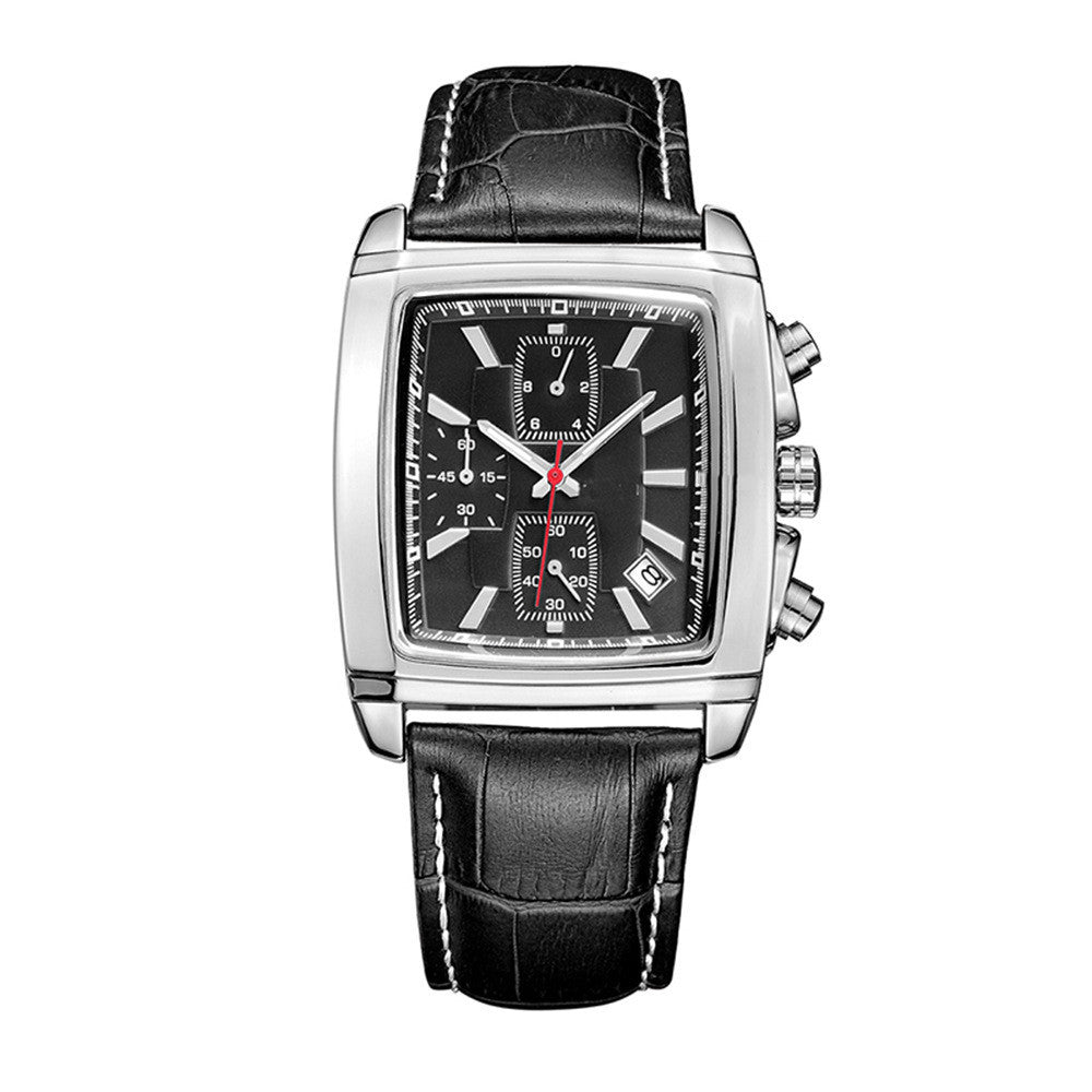 Fashion Vintage Vierkant Multifunctioneel Quartz Horloge voor Heren