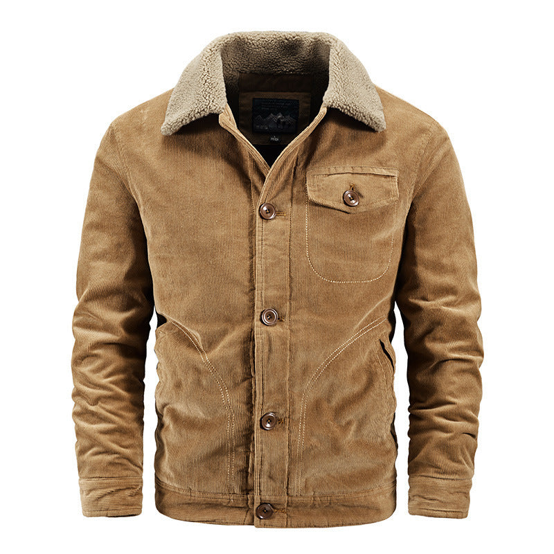 Casual Corduroy Jacket van Fluweel in Effen Kleur voor Heren