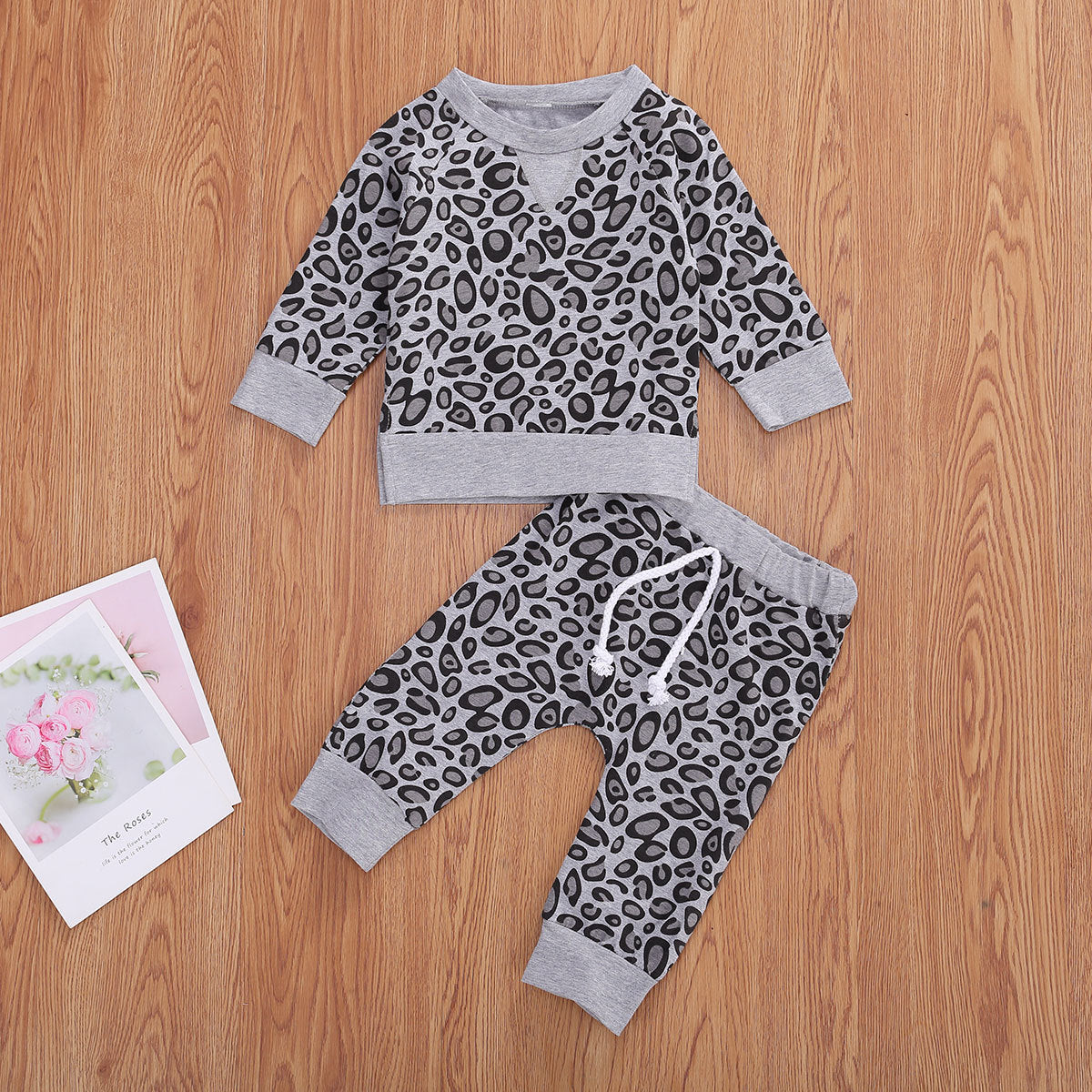 Meisjes Tweedelig Kinderset Luipaard Print Tops & Luipaard Print Broeken