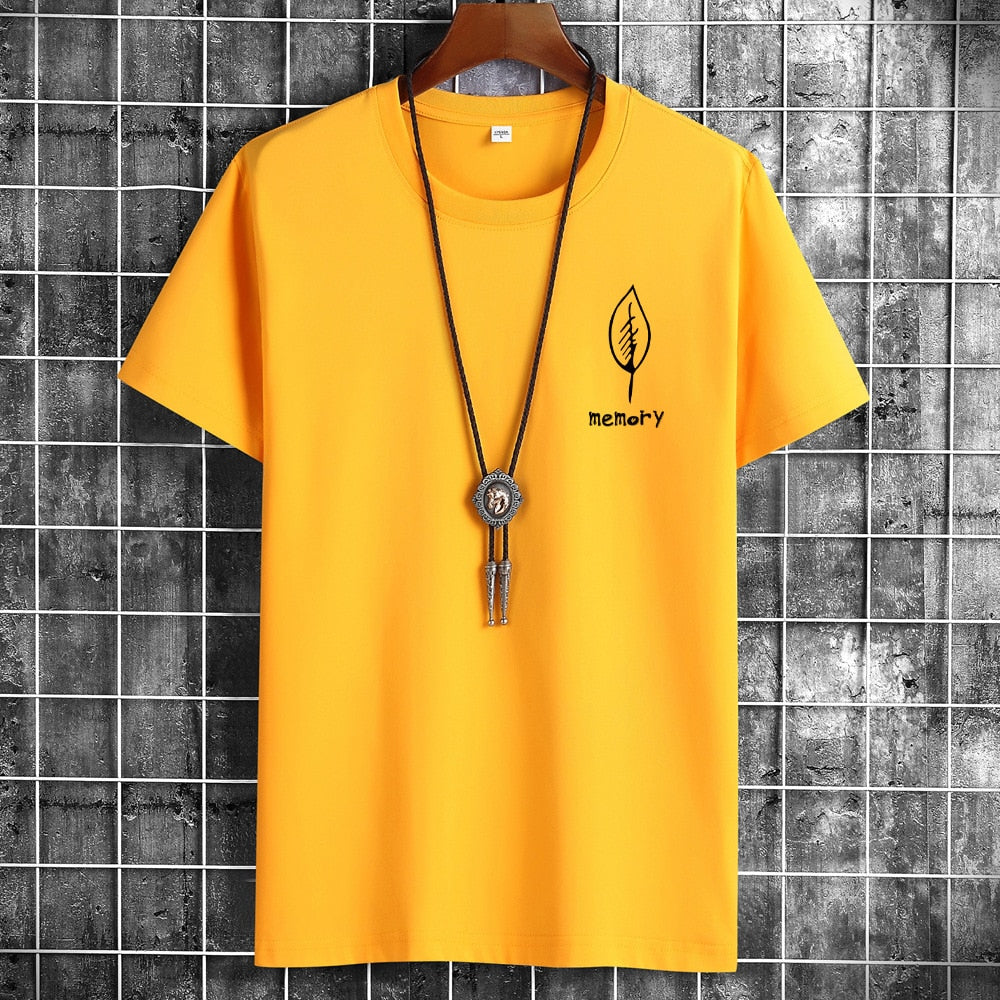 JFUNCY Trendy Eenvoudige Oversized Casual T-shirt met Grafische Bladprint en Korte Mouwen voor Heren