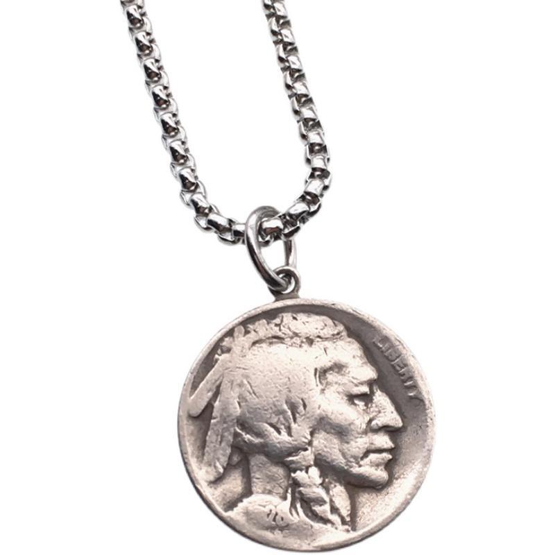 Amerikaanse Oude Indiase Munthanger Ornamenten Ketting voor Heren