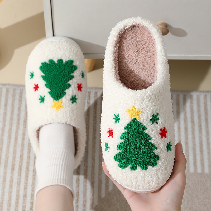 Kerstmis Stijlvolle Winter Warme Schattige Katoenen Kerstpantoffels met Kerstprint voor Unisex