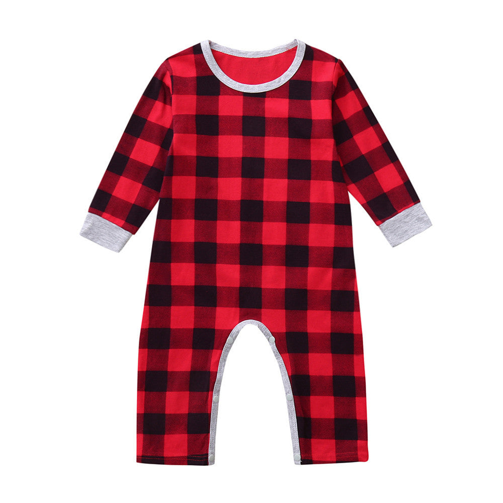 Kerst-Outfit Casual Geruite Jumpsuit met Letterprint voor Baby's