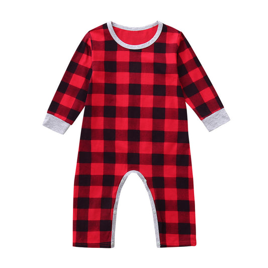 Kerst-Outfit Casual Geruite Jumpsuit met Letterprint voor Baby's