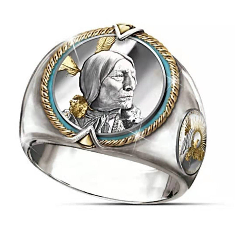 Indian Chief Hiphop Pirate-Eagle Ring van Legering in Amerikaanse Stijl voor Heren