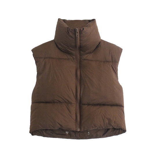 Casual Gewatteerde Cropped Bodywarmer in Bruin Dames