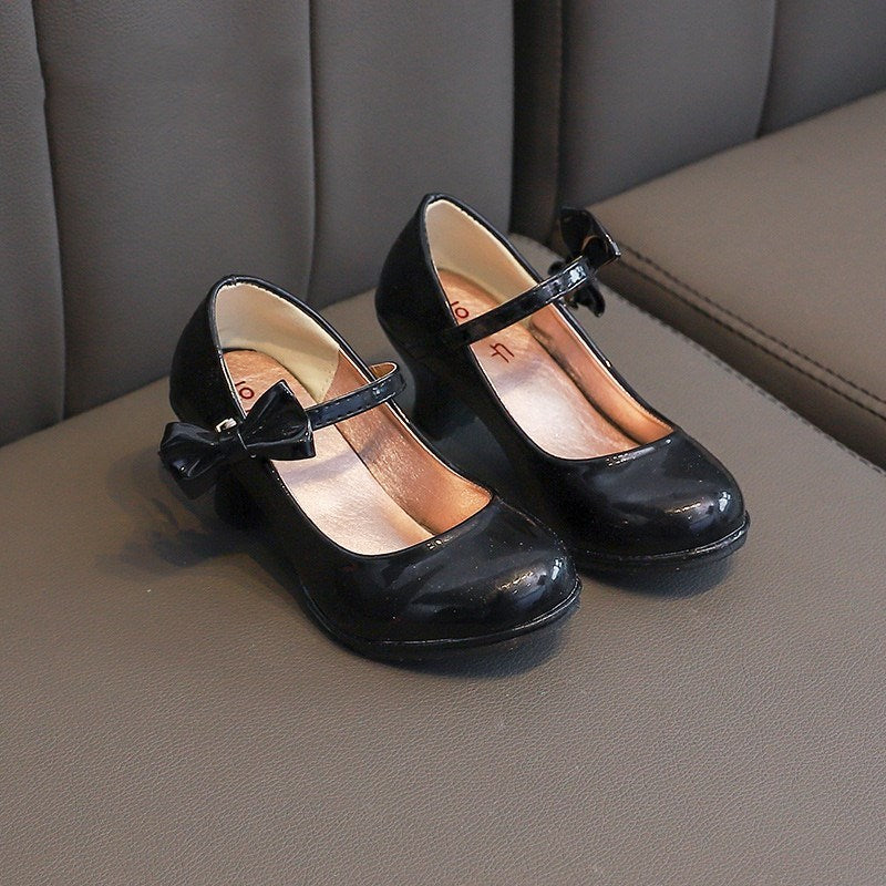 Elegante Formele/Feestelijk Effen Kleur Strik-Schoenen van PU-Leer met Hakje en Ronde Neus voor Meisjes met Strik