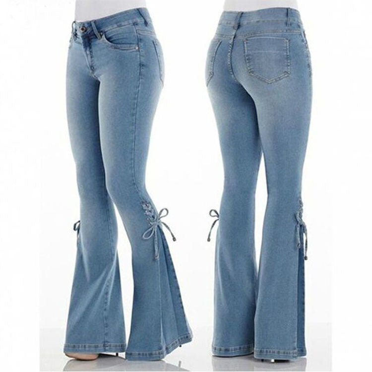 Sexy Mid-Waisted Stretchjeans voor Dames/ Plus Size & Meisjes