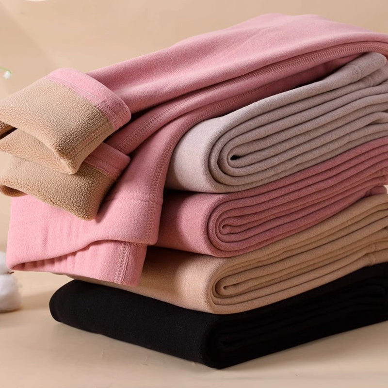Unieke Stijlvolle Winter Warme Effen Kleur Slanke Legging met Gevoerde Lams-kasjmier voor Dames &  plus-size