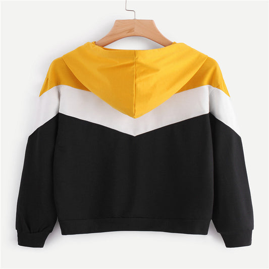 Hoodie met herfstprint en stiksels