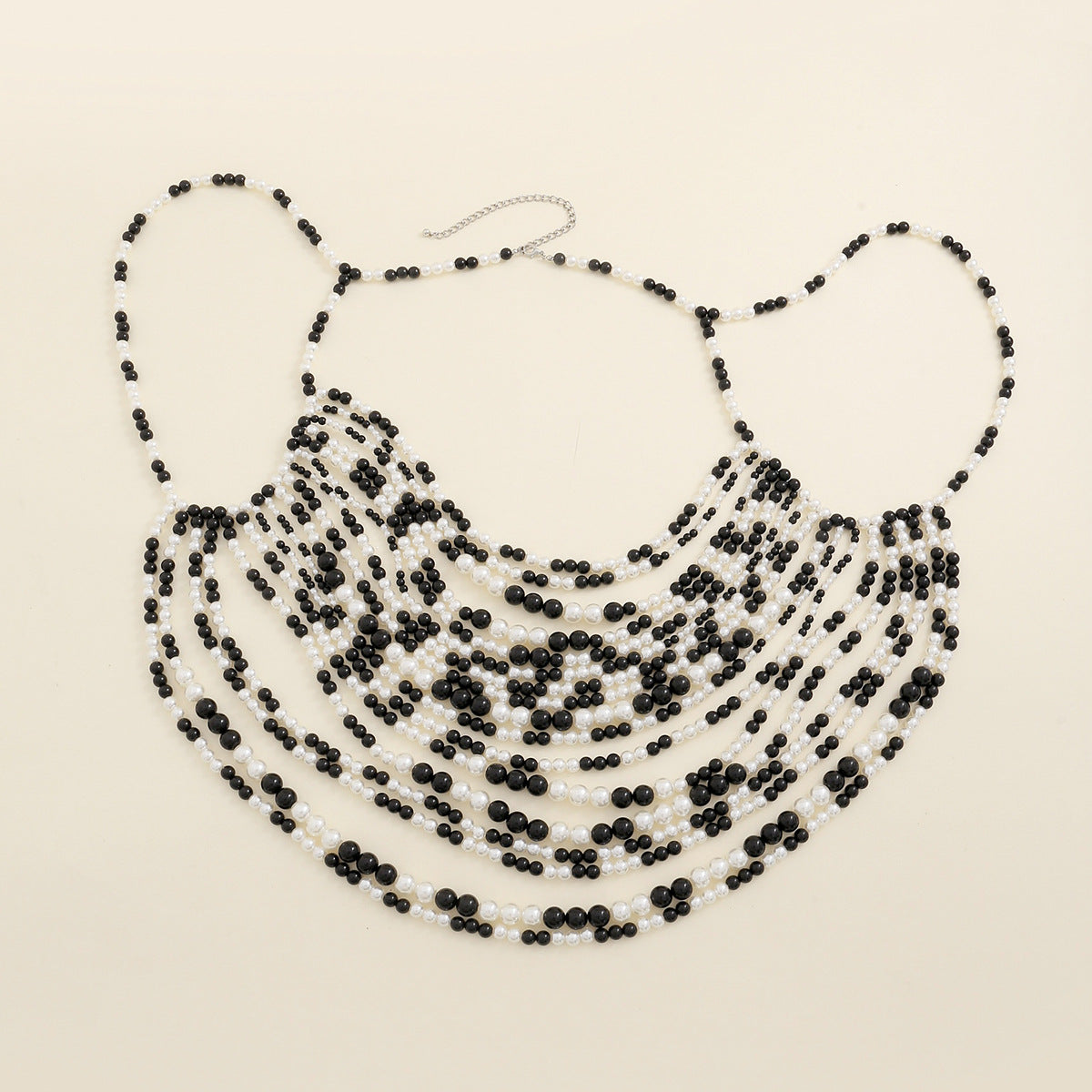 Trendy Elegante Effen Kleur Meerlaagse Geweven Bodychain met Imitatie Parels voor Dames