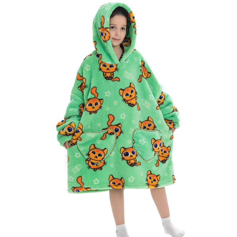 Oversized Flanellen Thermische Pyjama Sweatshirt met Print voor Kinderen / Tieners